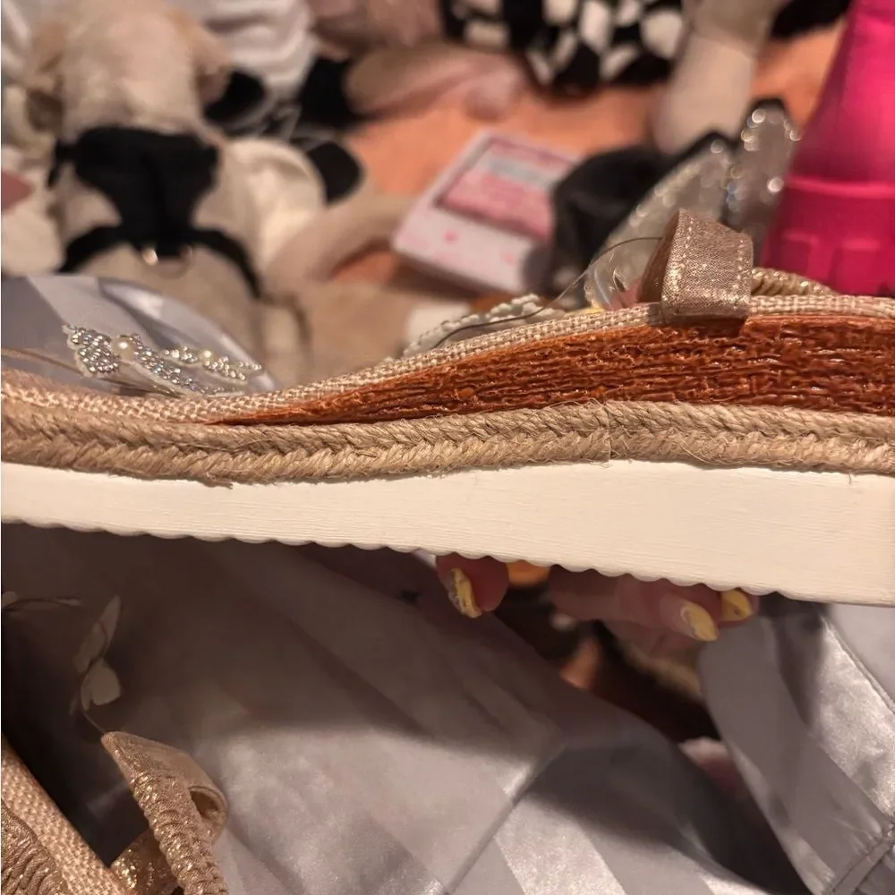 Elegant Beige Sandals with Crystal Embellishments